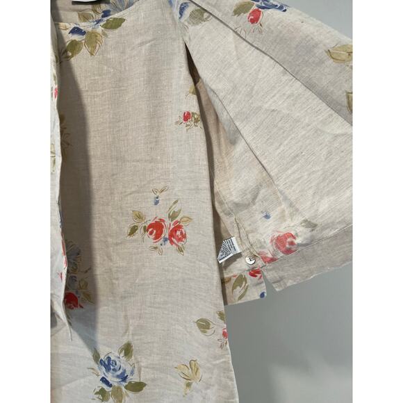 Marisa Christina 100% Linen 2 Piece Dress Jacket Cream Pink Blue Floral Small JL - Picture 7 of 12
